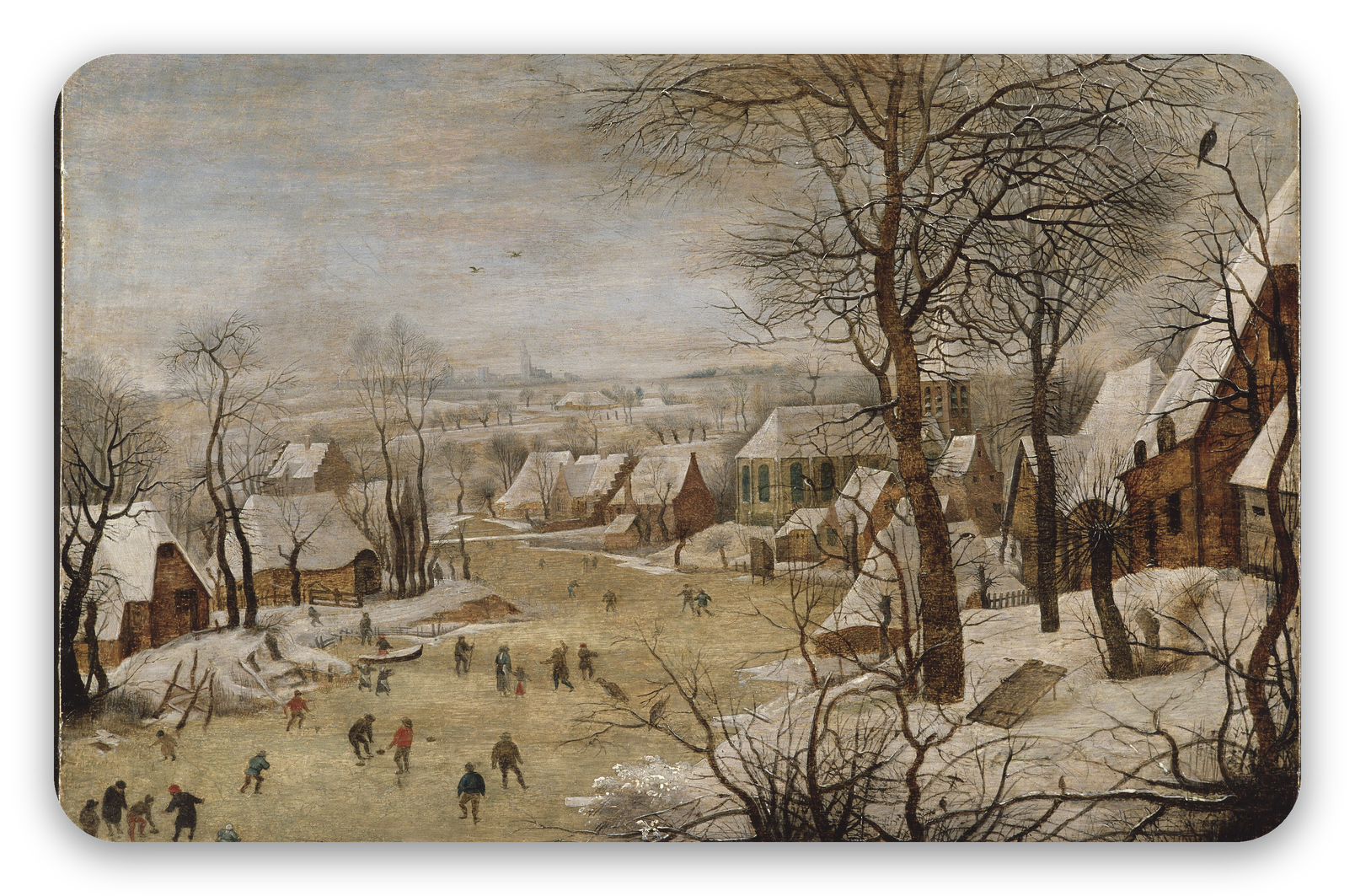 Paysage d'hiver avec piège à oiseaux