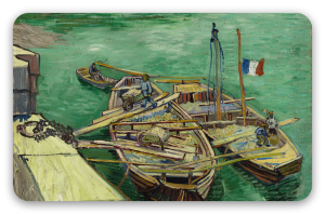 Péniches de sable au quai