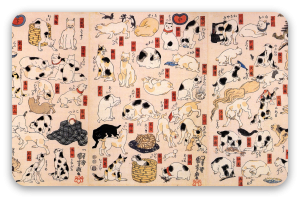Chats représentant les 53 stations du Tokaido - sticker pour carte